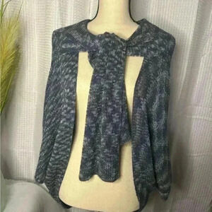 Lucie Bournival Tricots Lightweight Cocoon Knit Cardigan Attached Scarf One Size